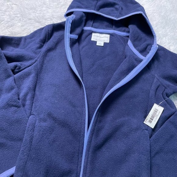 AMAZON ESSENTIALS Navy Fleece Hooded Jacket Large 9/10 - Picture 5 of 10